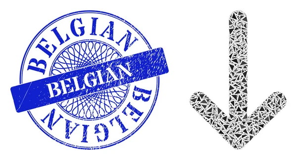 Belgisches Abzeichen und Dreieck-Pfeil-nach-unten-Mosaik — Stockvektor