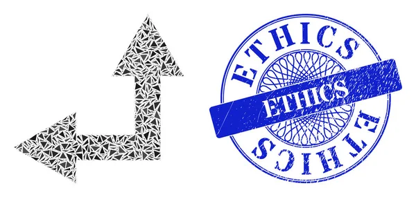 Selo de ética de angústia e triângulo Bifurcação Seta esquerda para cima Mosaic —  Vetores de Stock