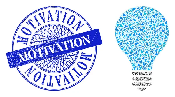 Grunge Motivation Stamp and Triangle Bulb Mosaic — 图库矢量图片