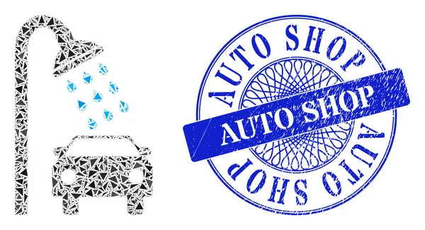 Lastik Oto Dükkanı Damgası ve Üçgen Araba Duş Mozaiği