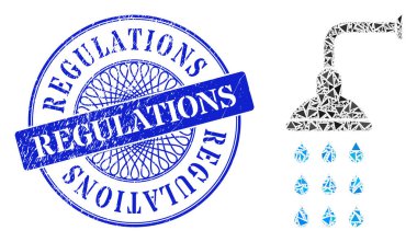 Grunge Düzenleme Rozeti ve Üçgen Duş Mozaiği