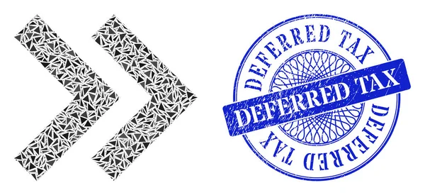 Scratched Deferred Tax Stamp Seal and Triangle Shift Right Mosaic — Stock Vector