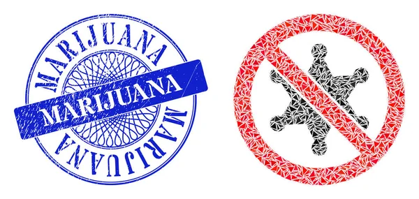 Texturé Marijuana Seal et Triangle Stop Sheriff Star Mosaic — Image vectorielle