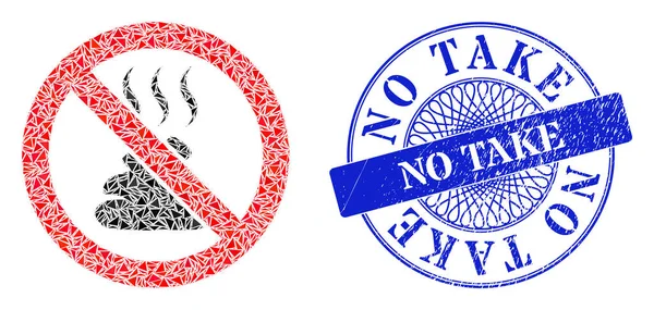 Distress No Take Stamp and Triangle Stop Shit Smell Mosaic — Stockvector