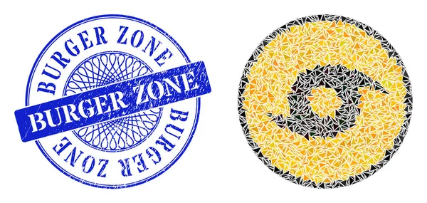 Rubber Burger Zone Badge und Triangle Tornado Danger Mosaic — Stockvektor
