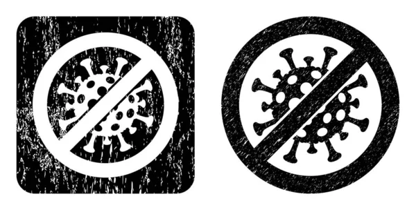 Scratched Stop Covid-19 Virus Hole Badge — Stock Vector