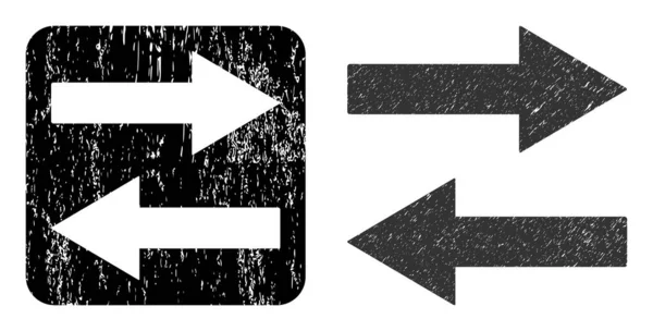 Grunge Horizontal Flip Arrows Hole Badge — Archivo Imágenes Vectoriales