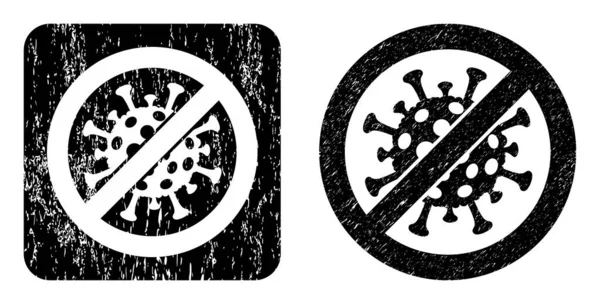 Insignia del agujero del virus Scratched Stop Covid-19 — Archivo Imágenes Vectoriales