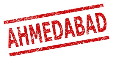 AHMEDABAD Paralel Çizgilerle Kırmızı Tehlike Damgası