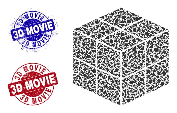 3D Cube с 3D Movie — стоковый вектор