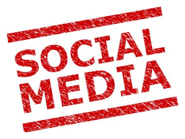 SOSYAL MEDIA Paralel Çizgili Kırmızı Grunged Rozet