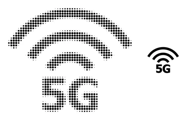 Meio-tom pontilhado 5G ícone fonte de rádio —  Vetores de Stock