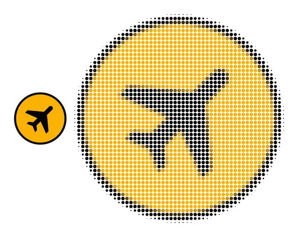 Icono de peligro de avión punteado de medio tono — Vector de stock