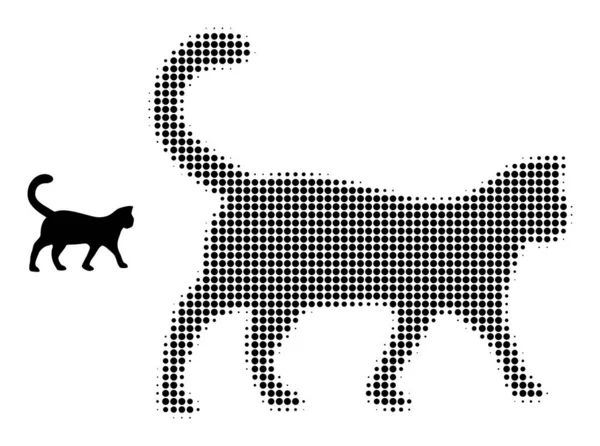 Icono de gato punteado de medio tono — Vector de stock