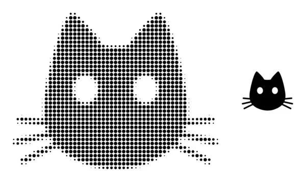 Halftone Dotted Cat Head Icon — Stock Vector