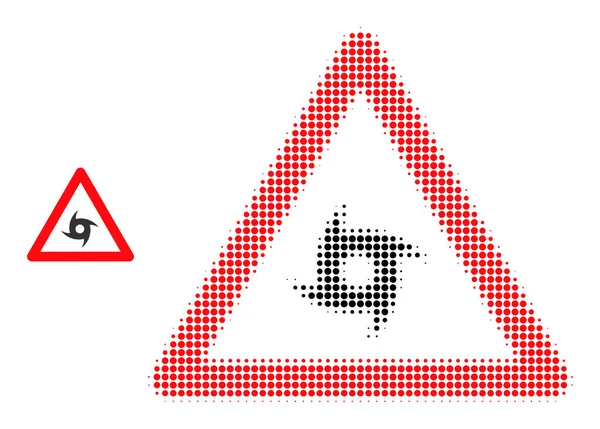Ícone de aviso de furacão pontilhado meio-tom —  Vetores de Stock