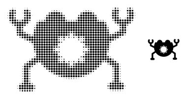 Yarı Tonlu Noktalı Virüs Nanobot Simgesi