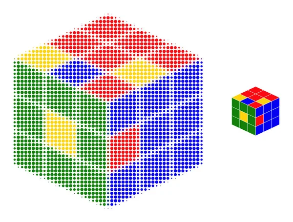 Félhang pontozott puzzle kocka ikon — Stock Vector