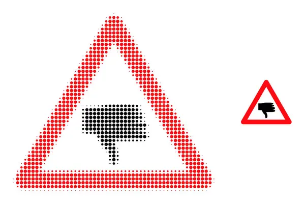 Halftone pointillé pouce vers le bas avertissement Icône — Image vectorielle