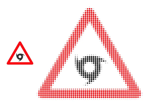 Icône d'avertissement de tornade pointillée demi-teinte — Image vectorielle