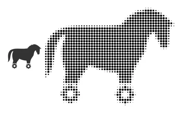 Halftone ikona konia kołowego z kropką — Wektor stockowy