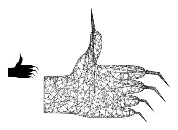 Réseau Mesh Monster Hand Icône — Image vectorielle