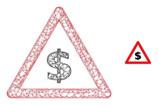 Icono de advertencia de dólar de malla eclosionada — Archivo Imágenes Vectoriales