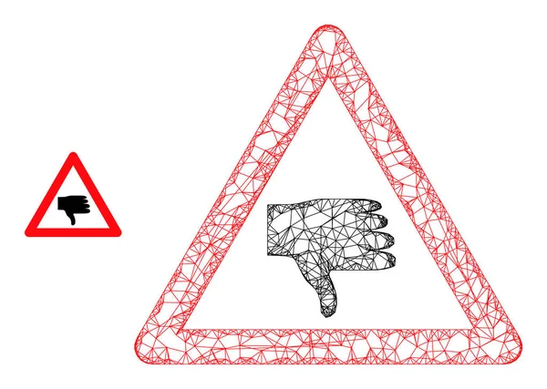 Icône d'avertissement de pouce de maille linéaire vers le bas — Image vectorielle