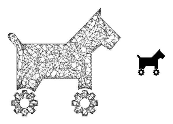 Ρομποτικό εικονίδιο σκύλου με δίχτυ ματιών — Διανυσματικό Αρχείο