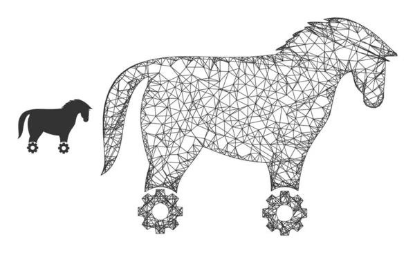 Red de malla con ruedas caballo icono — Archivo Imágenes Vectoriales