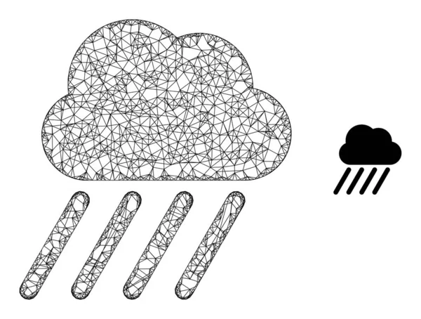 Netto Mesh Rain Cloud Icon — Stockvektor