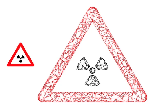 Réseau Mesh Radioactivité Avertissement Icône — Image vectorielle