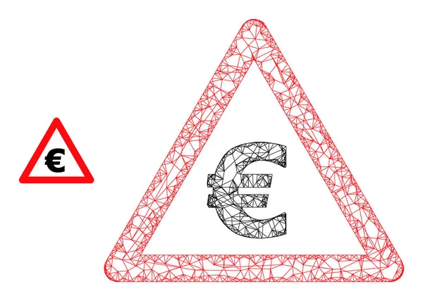 Ícone de aviso Euro de malha eclodida — Vetor de Stock