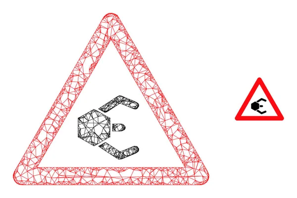 Icône d'avertissement de Nanobot de maille linéaire — Image vectorielle