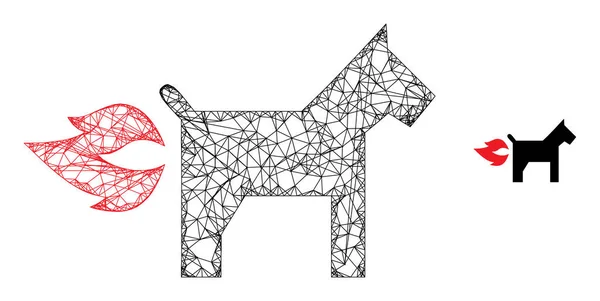 Linear Mesh Fire Jet Dog Icon — Stockvektor