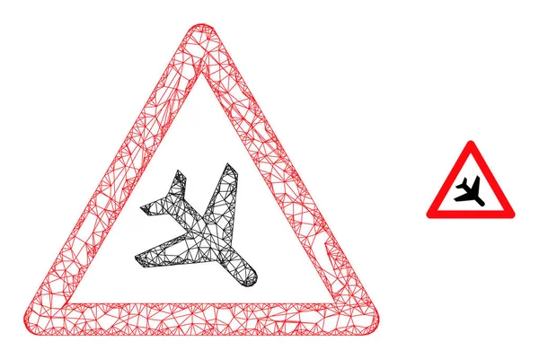Icône nette d'avertissement d'avion de maille — Image vectorielle
