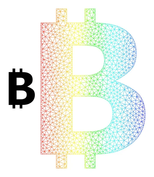 Ícone de Símbolo Bitcoin Gradiente de Rede Espectral — Vetor de Stock