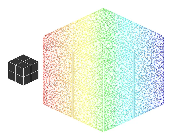 Icona del cubo 3D del gradiente della maglia dello spettro — Vettoriale Stock