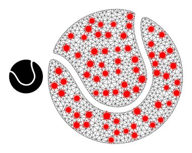 Virüs Düğümleri ile Çokgen Izgara Tenis Topları Simgesi