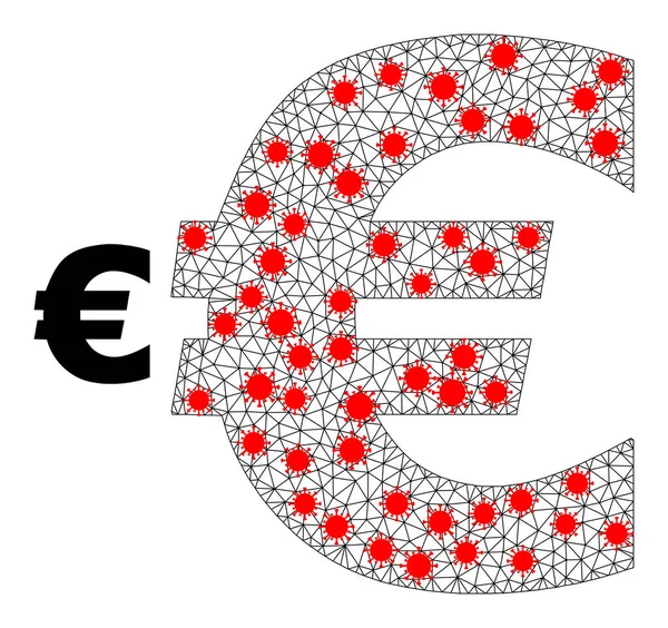 Polygonal Wire Frame Euro Symbol Piktogram z elementów infekcyjnych — Wektor stockowy