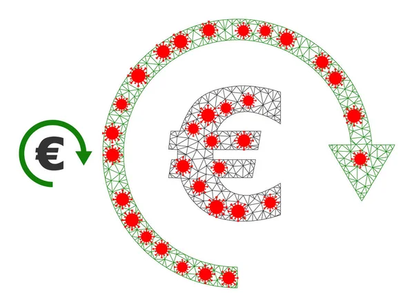 Rede poligonal Euro Repay Icon com centros de vírus — Vetor de Stock