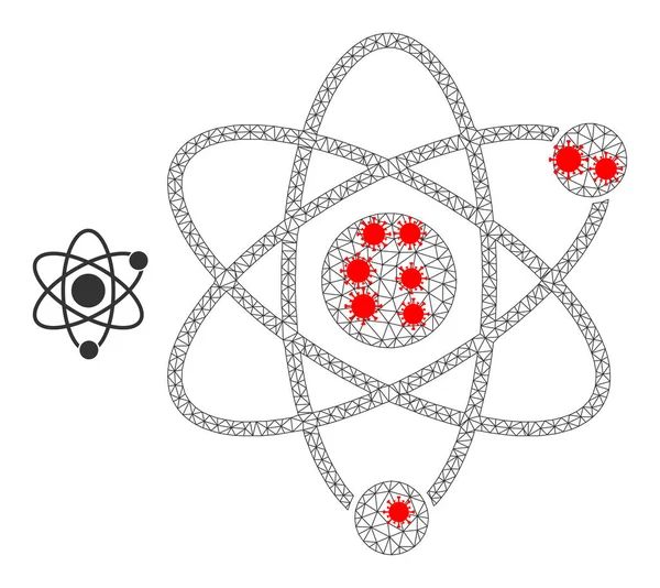 Pictogramme atomique de carcasses polygonales avec noeuds pathogènes — Image vectorielle