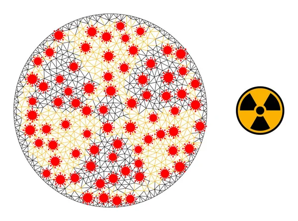 Piktogram poligonalny z osnowy promieniotwórczej z węzłami patogenu — Wektor stockowy