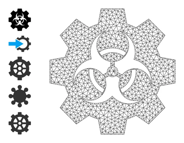 Mesh Wireframe Biohazard Industry Icon — Stock Vector