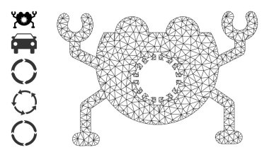 Ağ 2D Virüs Nanobot Simgesi