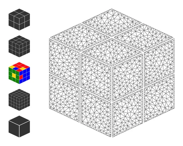 Mesh Network 3D Cube Icon — Stockvektor
