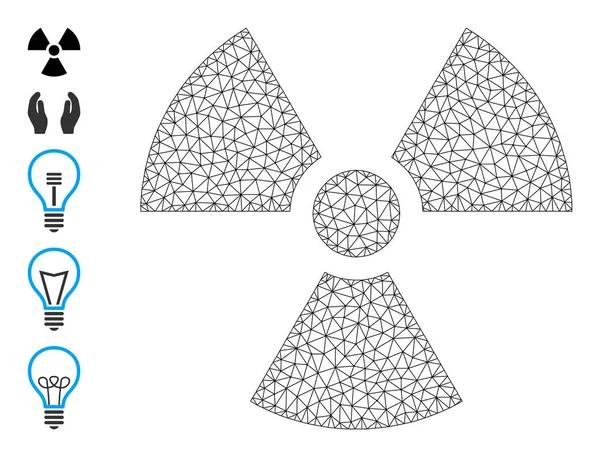 Icône de radioactivité de carcasse de maille — Image vectorielle