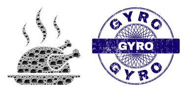 Kızarmış Tavuk Aroma Özyineleme Mozaiği Kızarmış Tavuk Aroma Ögeleri ve Tehlike Çemberi Guilloche Mührü