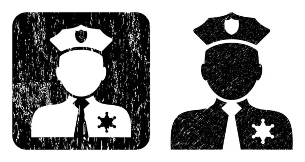 Sceau soustrait texturé de la personne de la police — Image vectorielle