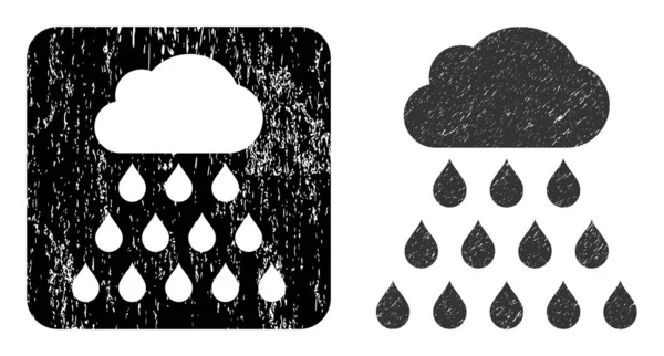 Deszcz Deszcz Chmura Odznaka Stencil — Wektor stockowy